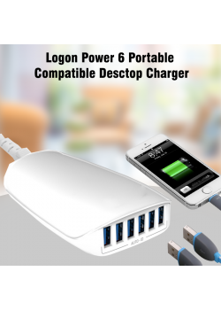 Logon Power 6 Portable Compatible Desctop Charger, 5.4A, Logon-6